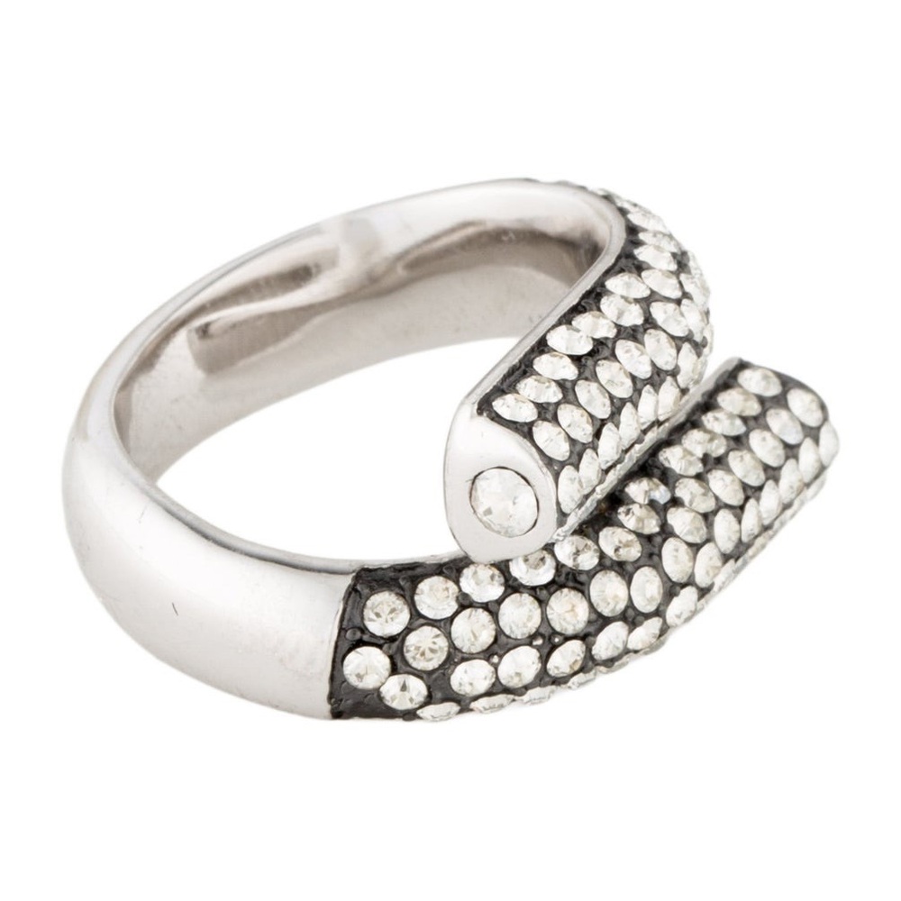 Demarson New York Pavé Crystal Wrap Ring 12K White Gold Plated Size 6.25 - Picture 3 of 6